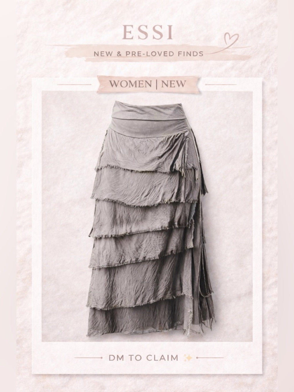 Layered Ruffle Maxi Skirt — Gray